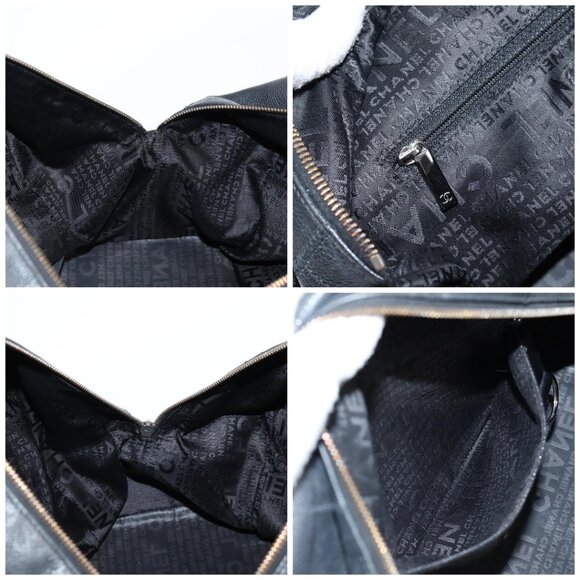 CHANEL Choco Bar Hand Bag Grained Calf Skin Black Silver gold - Picture 15 of 16